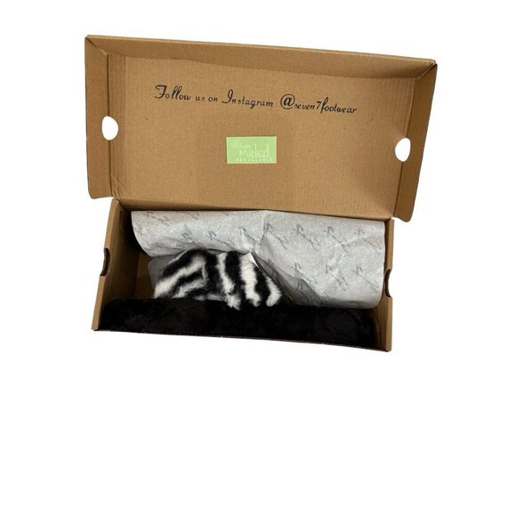 SEVEN7 Zebra Faux Fur Slippers Non Skid Sole Memory Foam Size 10 - Picture 7 of 8
